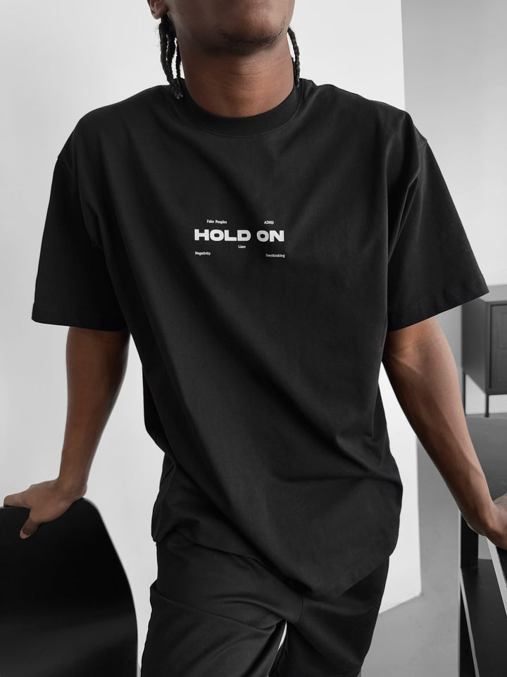 Oversize "Hold On" T-Shirt - Black