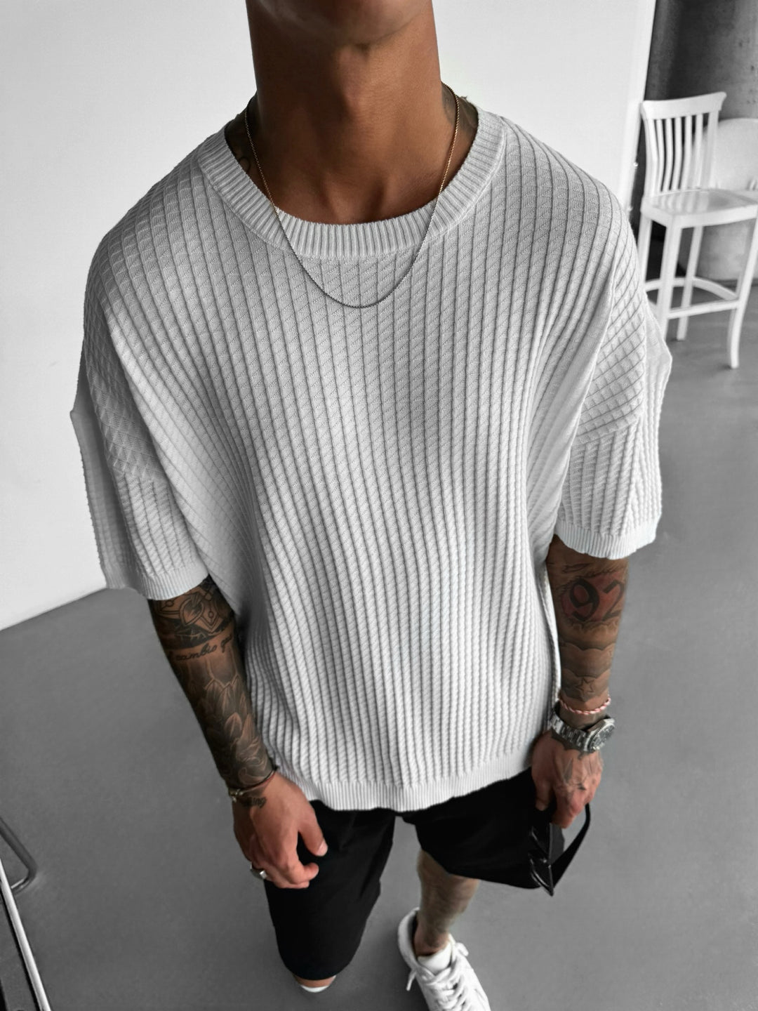 Oversize Waffle T-Shirt - White