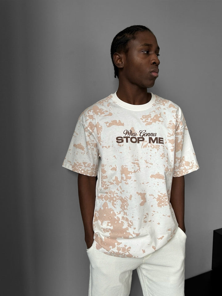 Oversize 'Stop Me' T-Shirt - Ecru