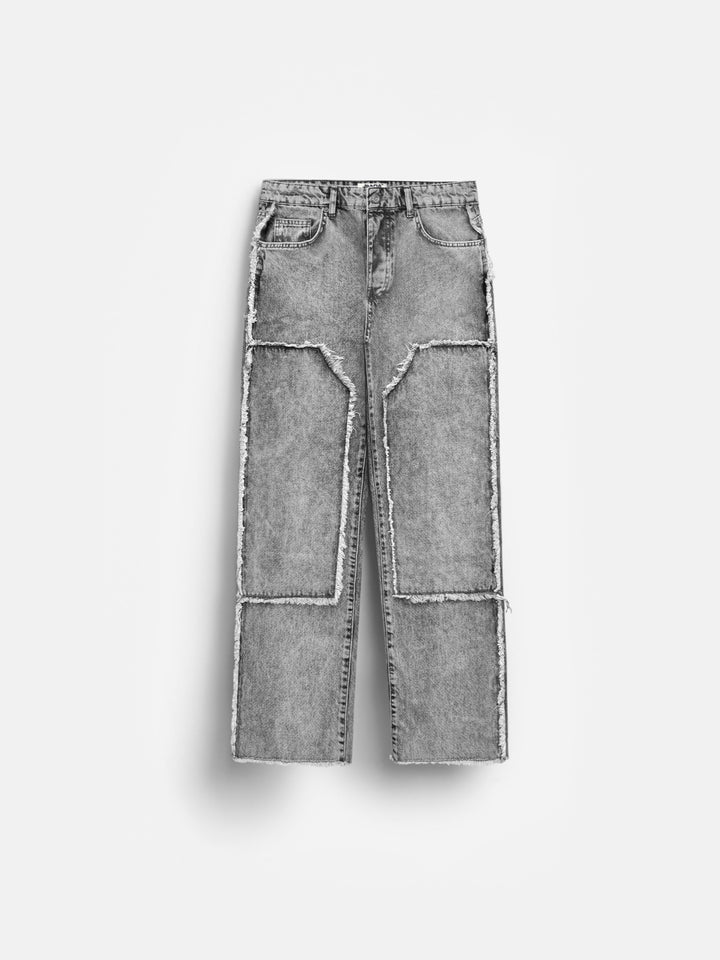 Loose Fit Torn Detail Jean - Light Grey