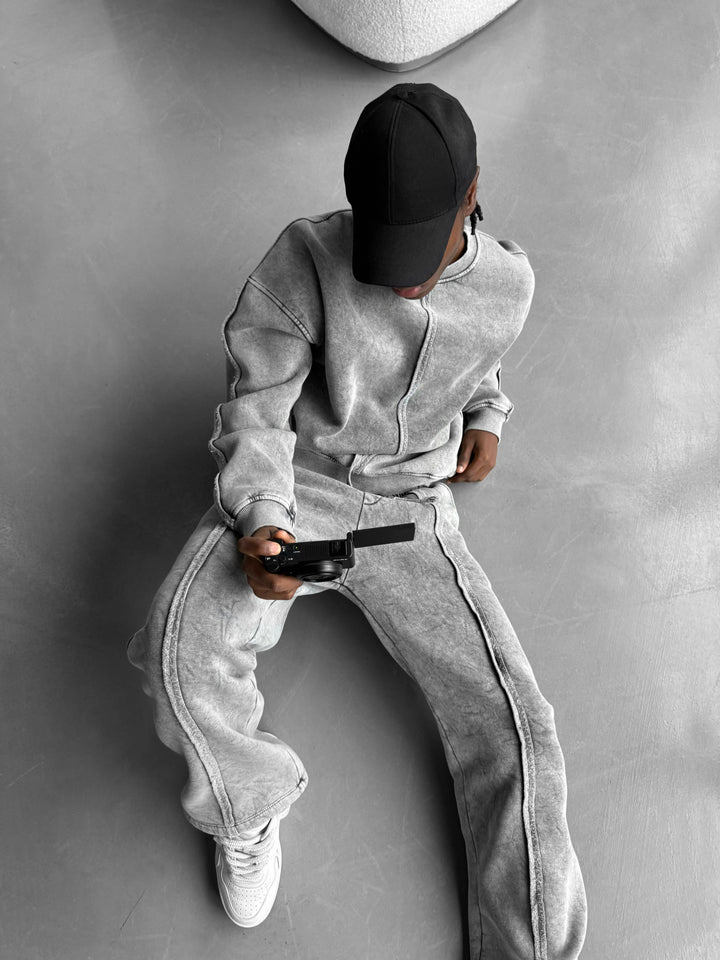 Oversize washed Seam Sweater - Grey