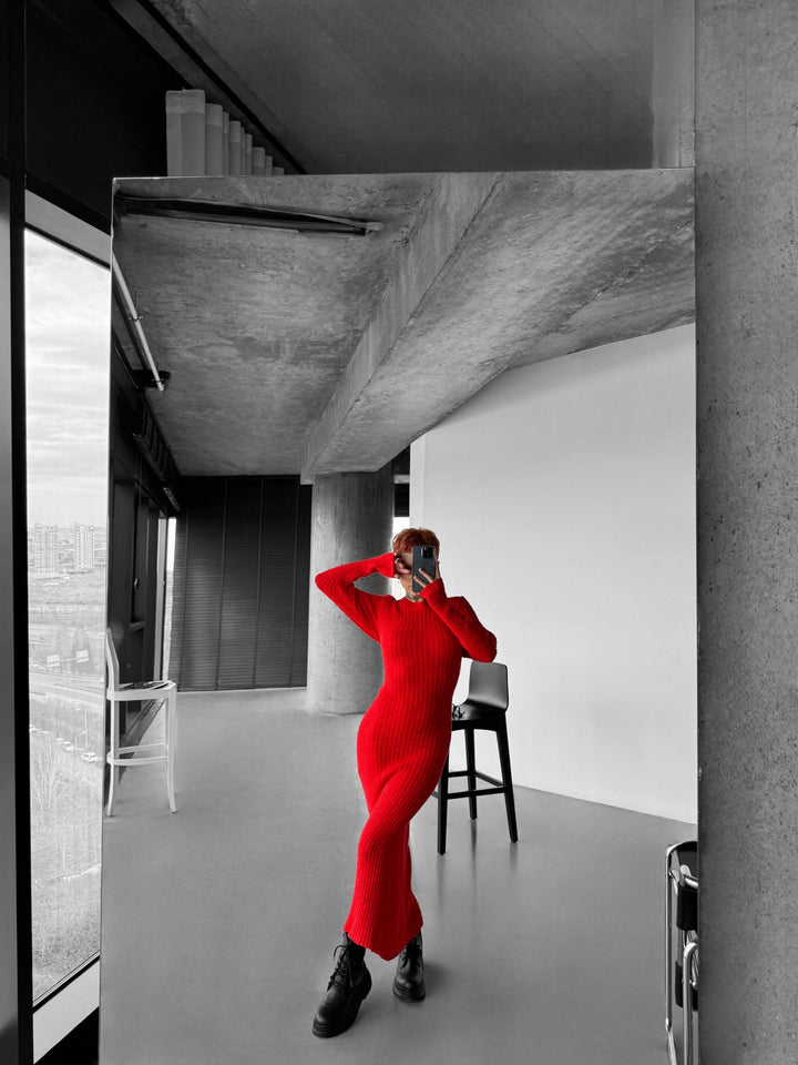 Maxi Knit Dress - Red