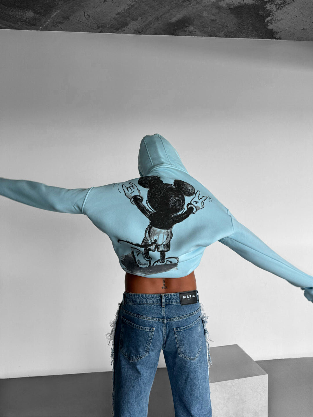 Oversize Mouse Hoodie - Babyblue and Black