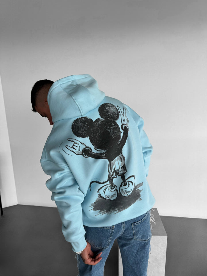 Oversize Mouse Hoodie - Babyblue and Black