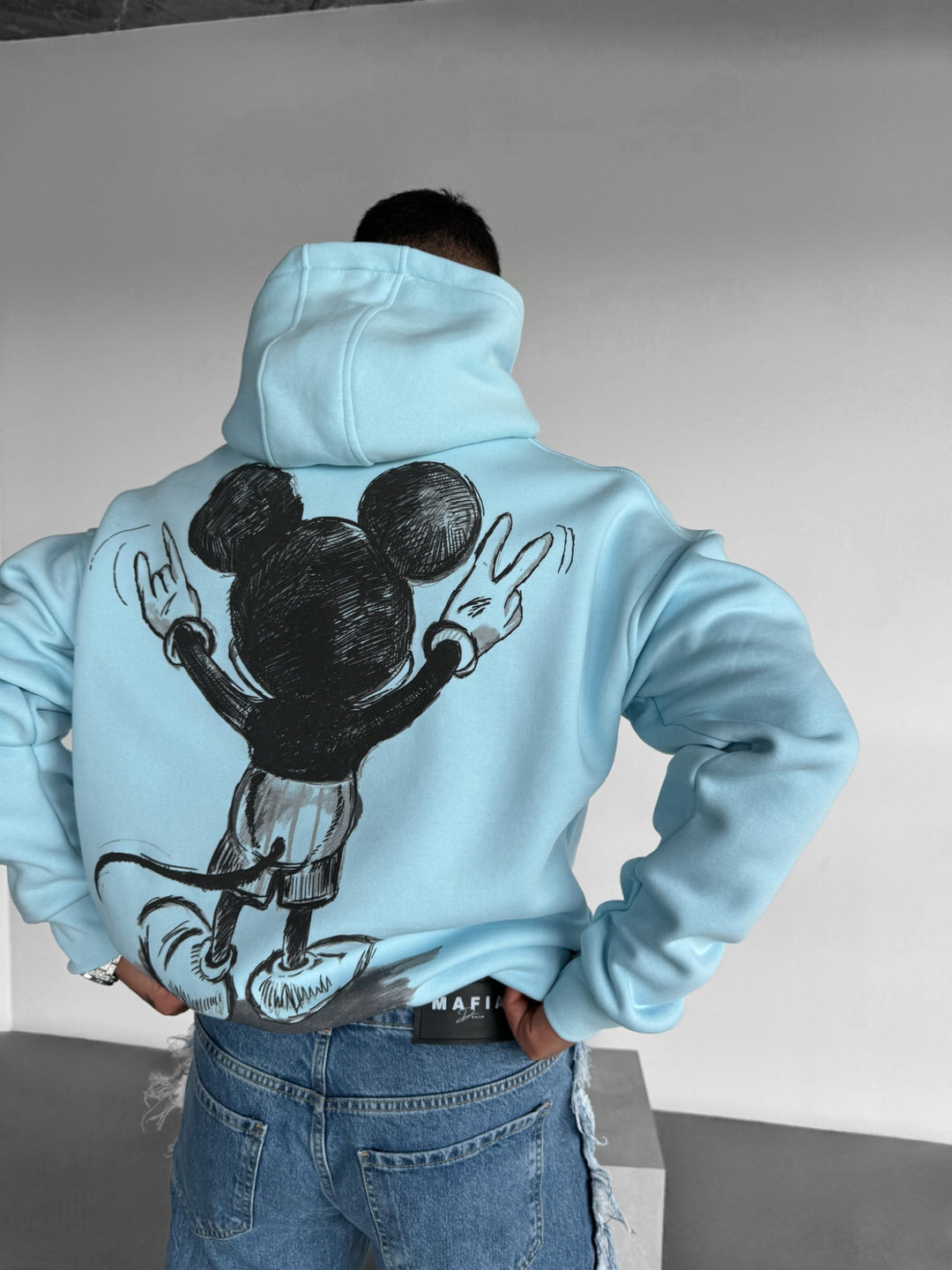 Oversize Mouse Hoodie - Babyblue and Black