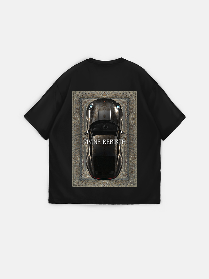 Oversize 'Divine Rebirth' T-Shirt - Black