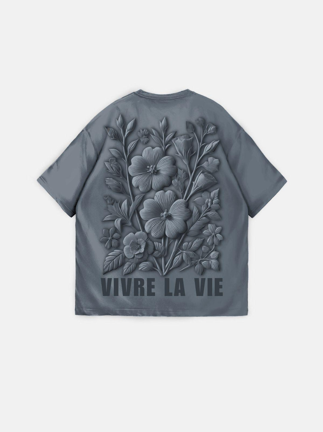 Oversize 'Vivre la Vie' T-Shirt - Stormy Weather