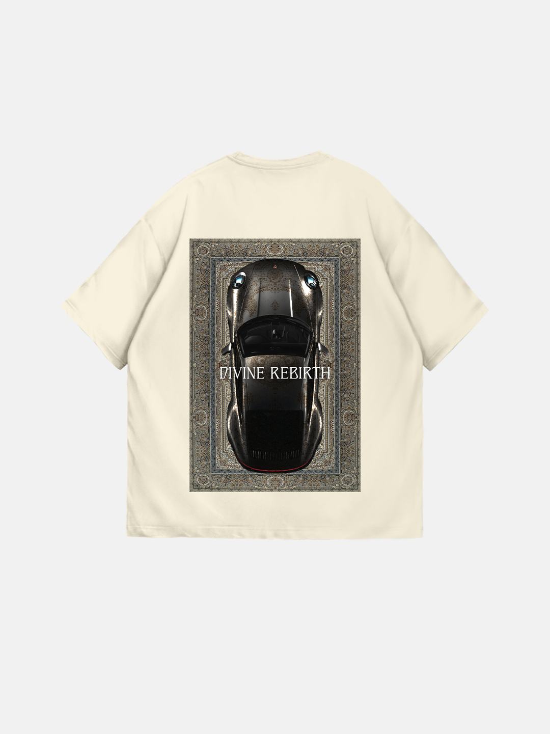 Oversize 'Divine Rebirth' T-Shirt - Antique White