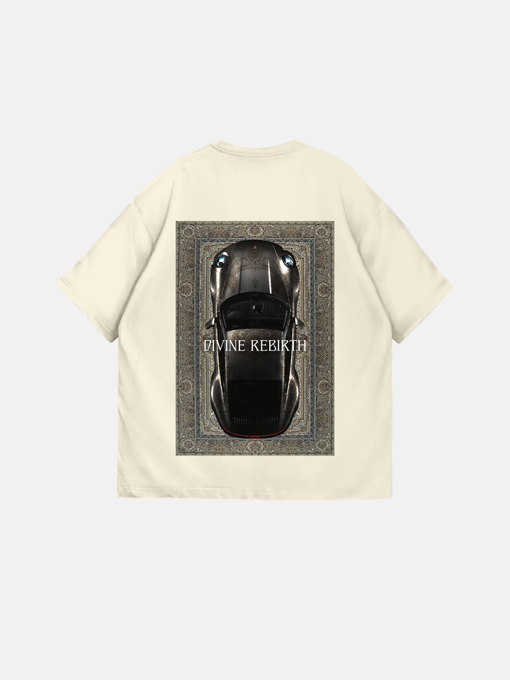 Oversize 'Divine Rebirth' T-Shirt - Antique White