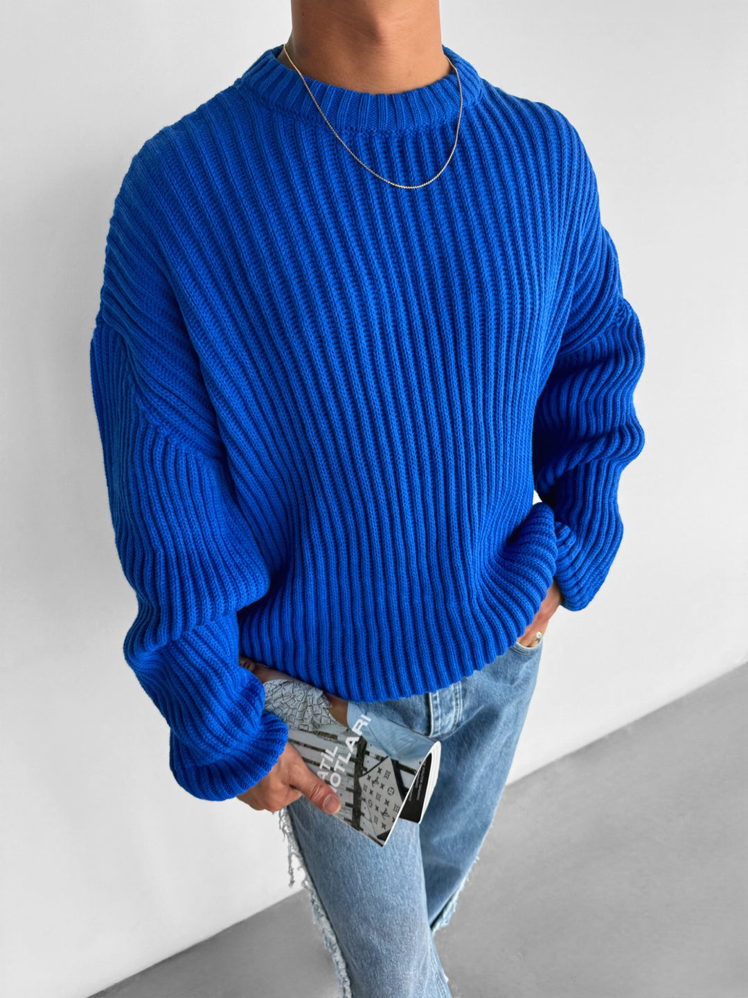 Weekday Knitted Jumper In Cobalt in Blue