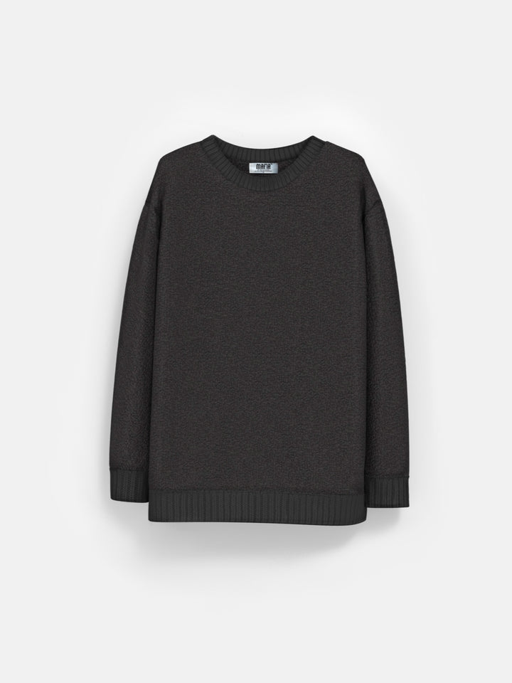 Oversize  Piquée Sweater - Black