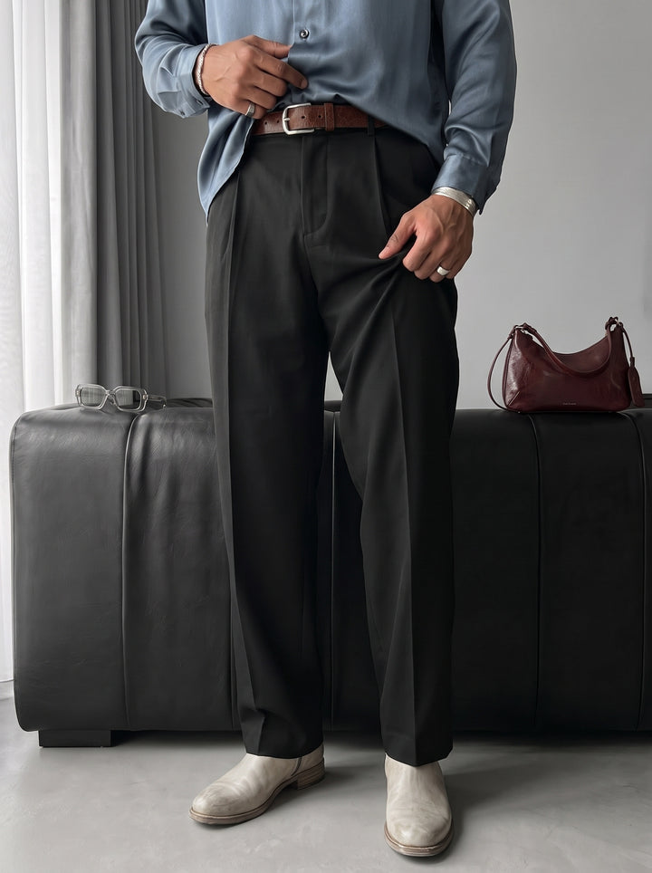 Loose Fit Casual Trousers - Black