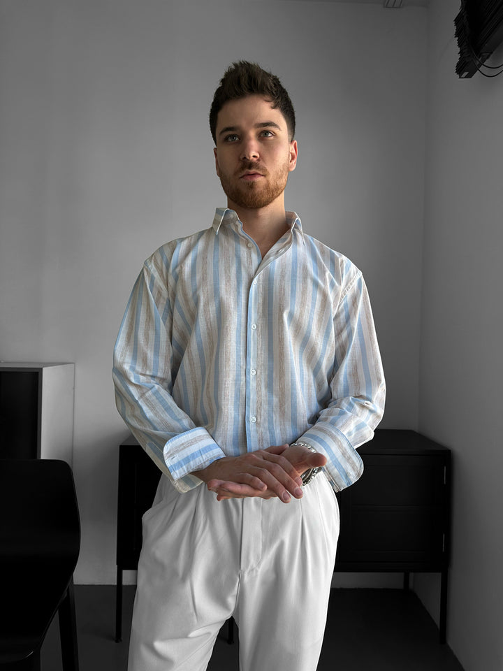 Regular Fit Striped Shirt - Blue
