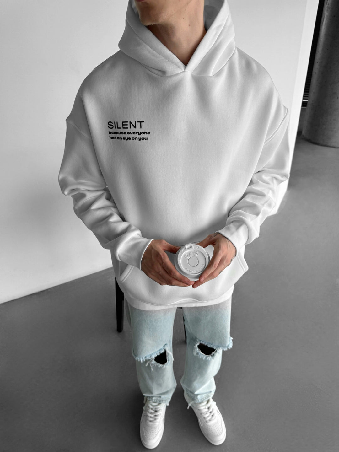 Oversize Silent Hoodie - White