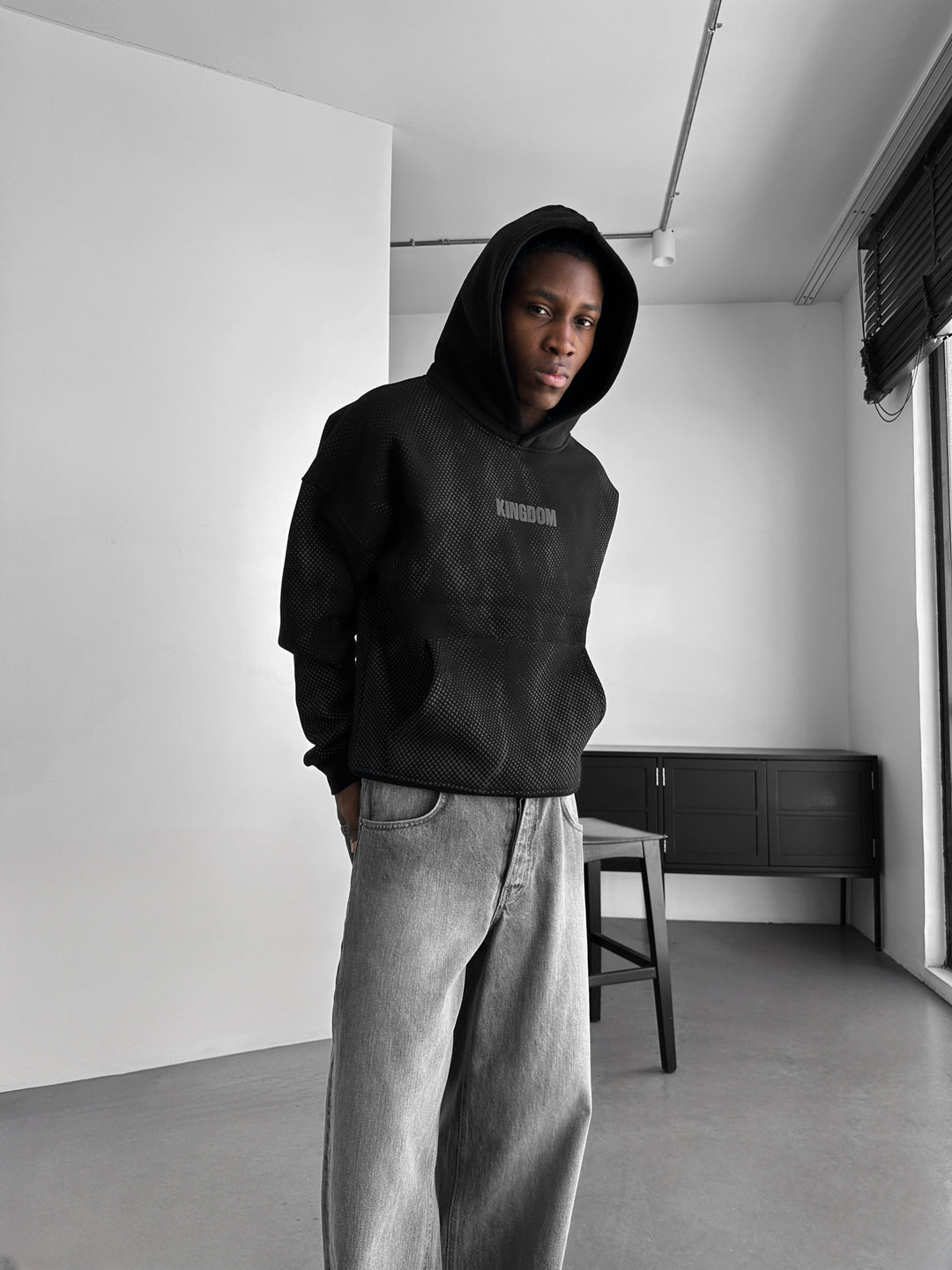 Oversize Kingdom Hoodie - Black and Anthracite