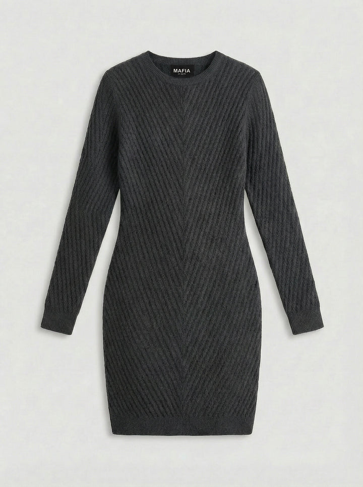 Fitted Midi Knit Dress - Anthracite