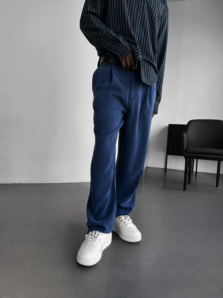Baggy Tencel Trousers - Navy Blue