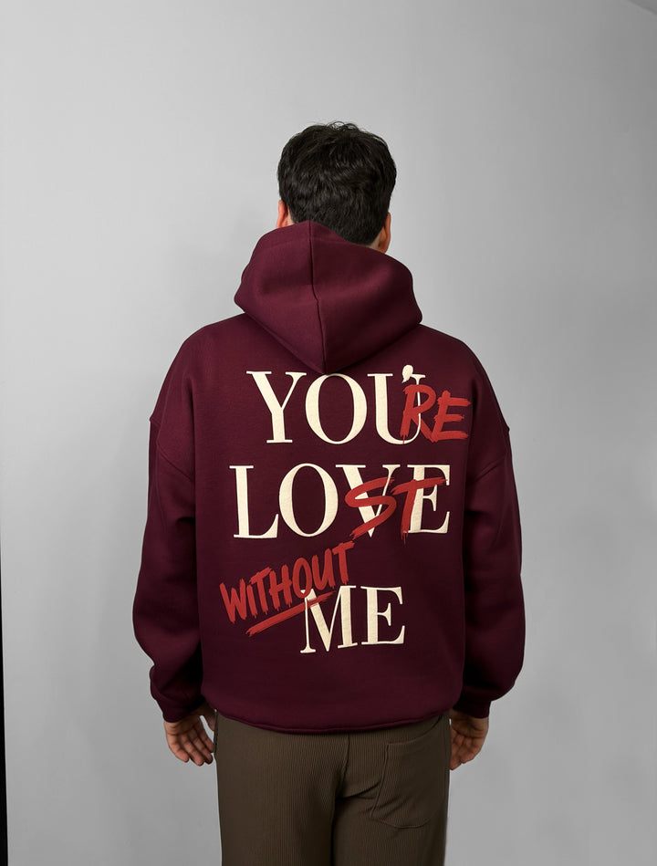Oversize Motto Hoodie - Bordeaux