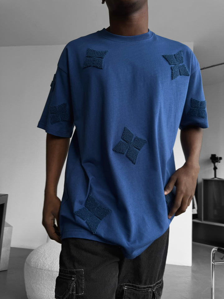 Oversize Detailed T-Shirt - Navy Peony