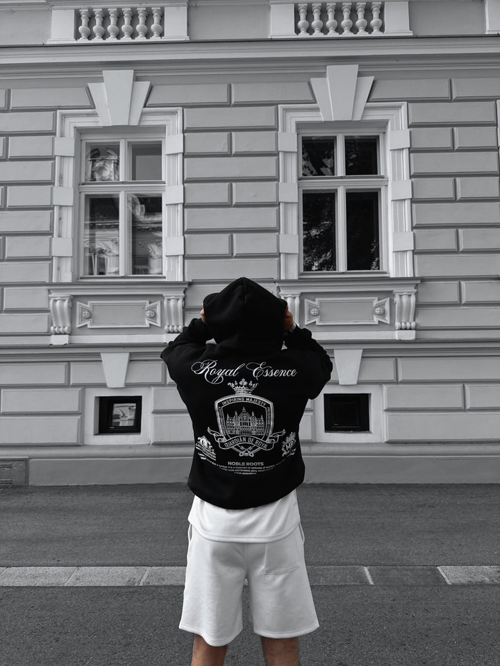 Oversize 'Royal Essence' Hoodie - Black