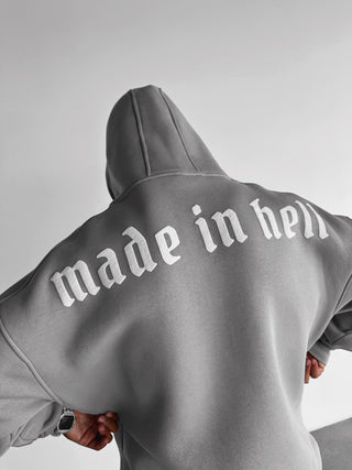 Oversize Made in Hell Hoodie - Grey