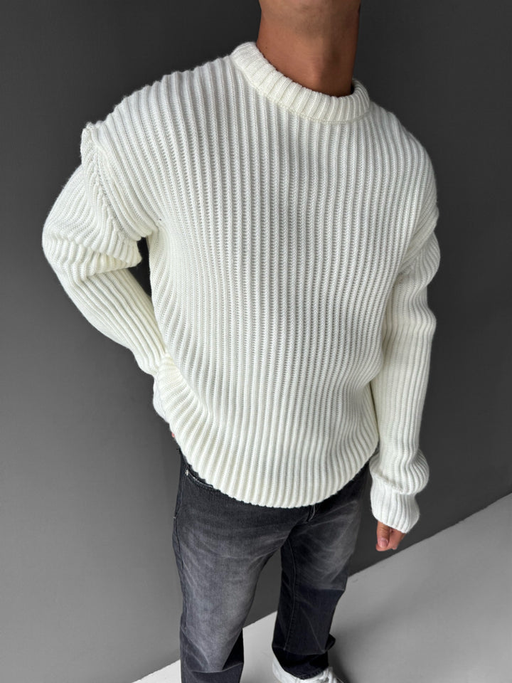 Oversize Heavy Knit Sweater - Ecru