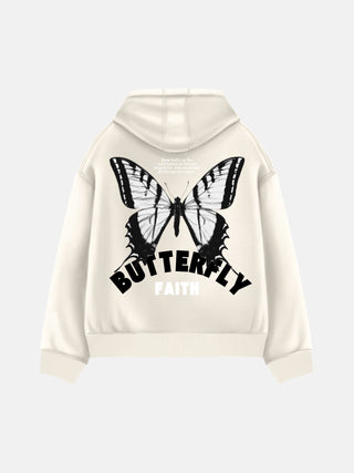 Oversize Butterfly Hoodie - Beige