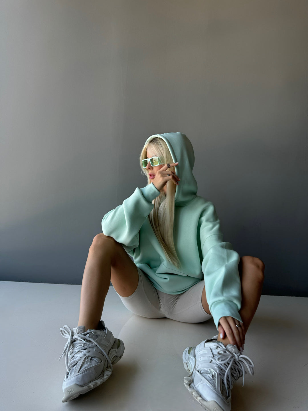 Oversize Basic Hoodie - Misty Jade