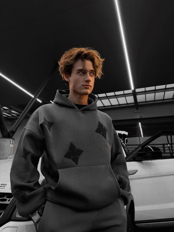 Oversize Detailed Hoodie - Anthracite