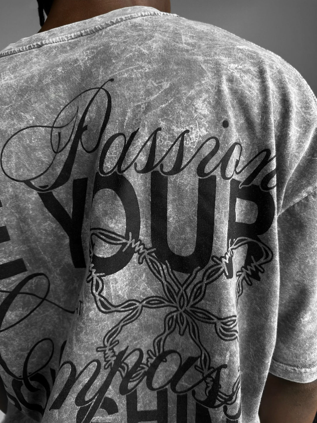 Oversize Washed 'Be your Soul Shine' T-Shirt - Grey