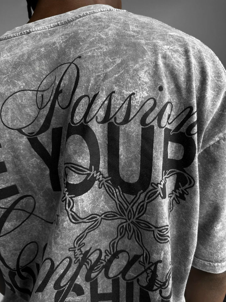 Oversize Washed 'Be your Soul Shine' T-Shirt - Grey