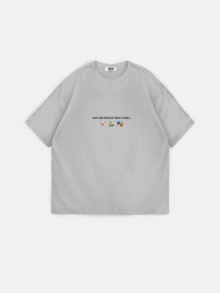 Oversize "Today's World" T-Shirt - Grey