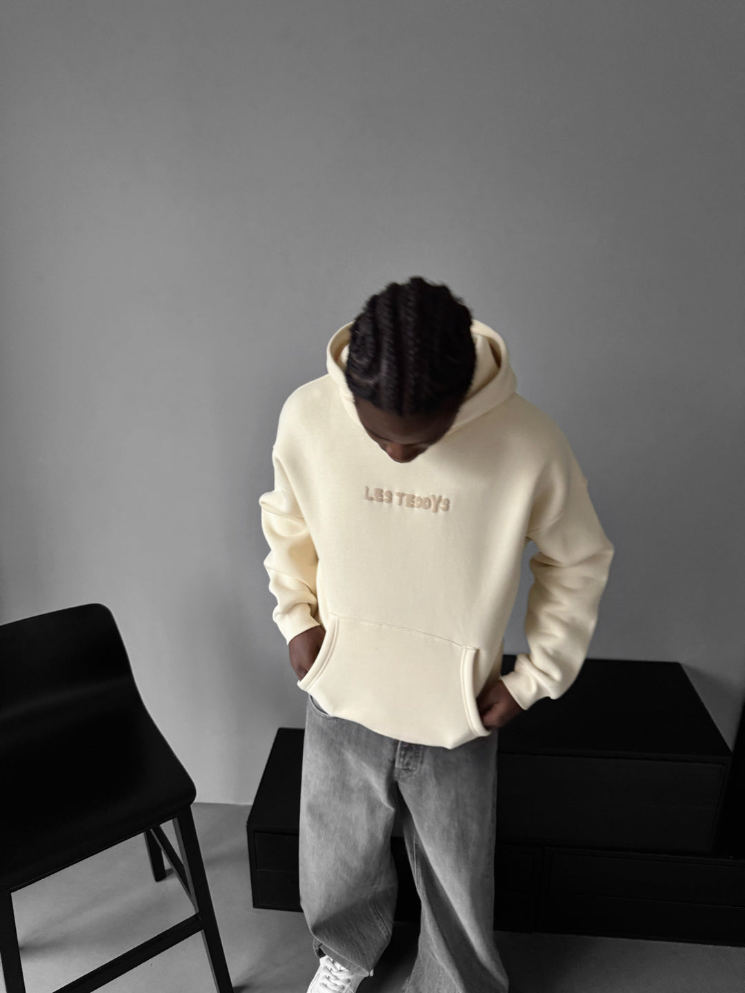 Oversize 'Les Teddys' Hoodie - Antique White