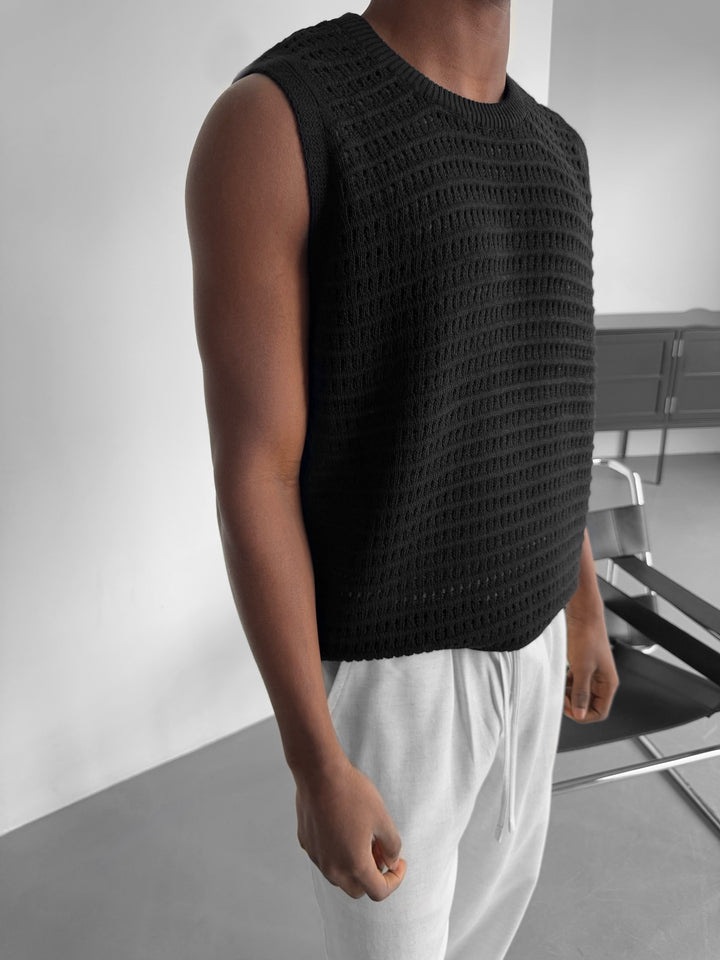 Oversize Grid Tanktop - Black