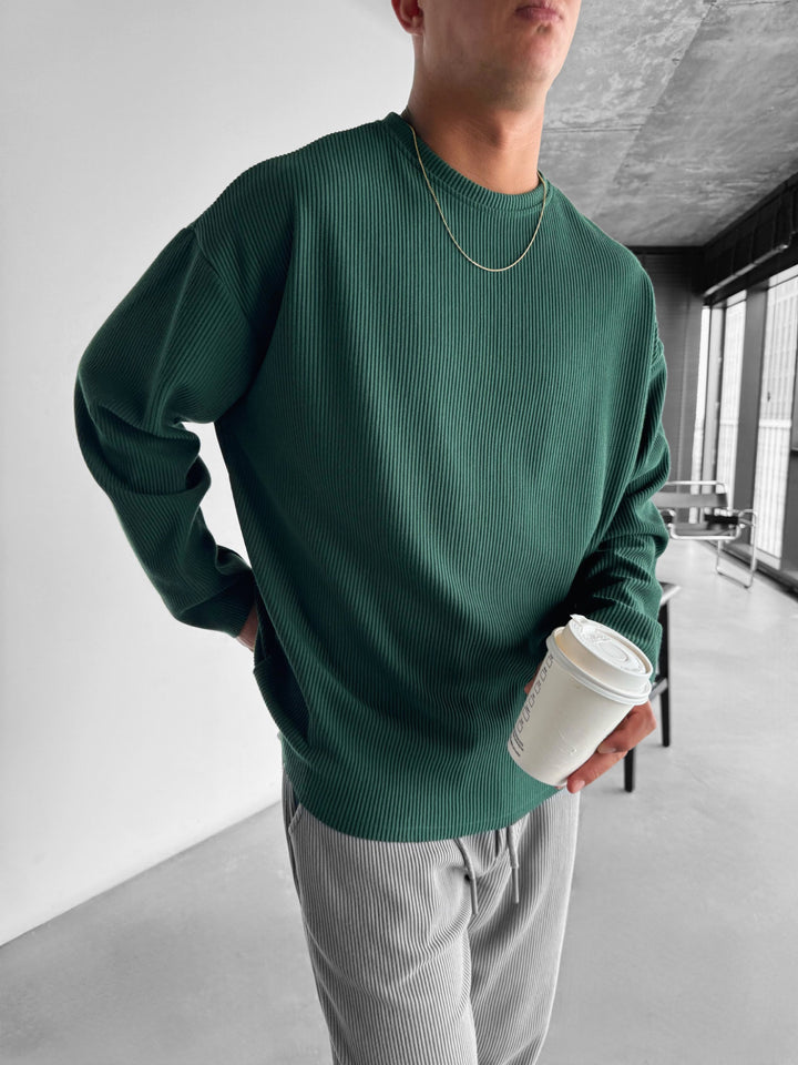 Oversize Cord Sweater - Forest Green