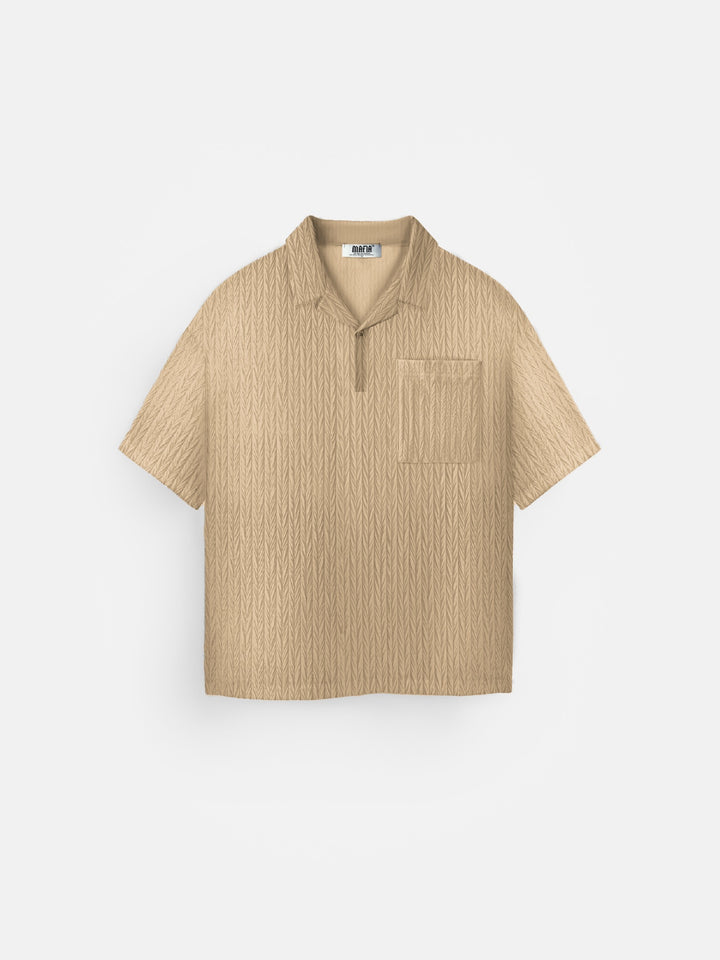 Oversize Structured Polo T-Shirt - Almond Buff