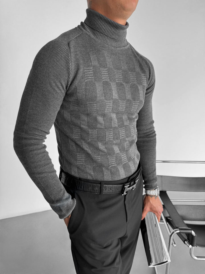 Collar Pattern Pullover - Anthracite