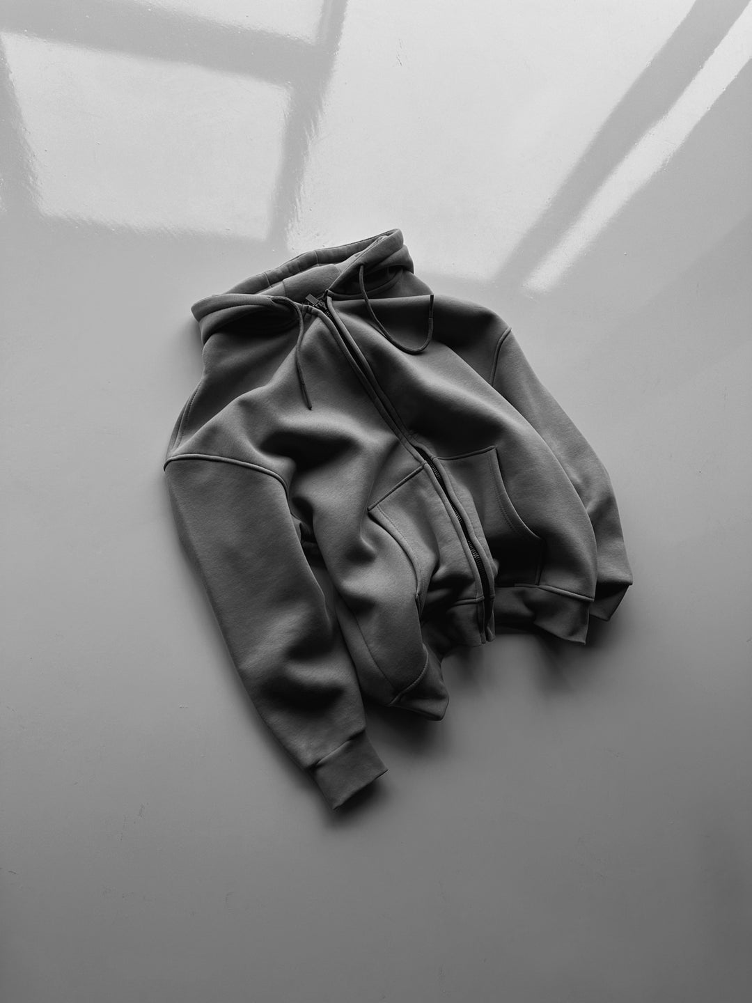 Oversize Basic Zipper Hoodie - Anthracite