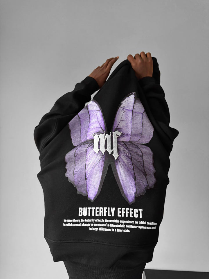 Oversize Butterfly Effect Hoodie - Black