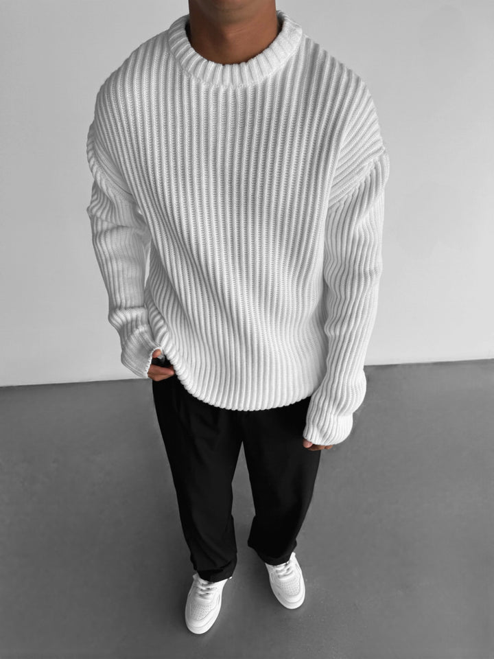 Oversize Heavy Knit Sweater - White