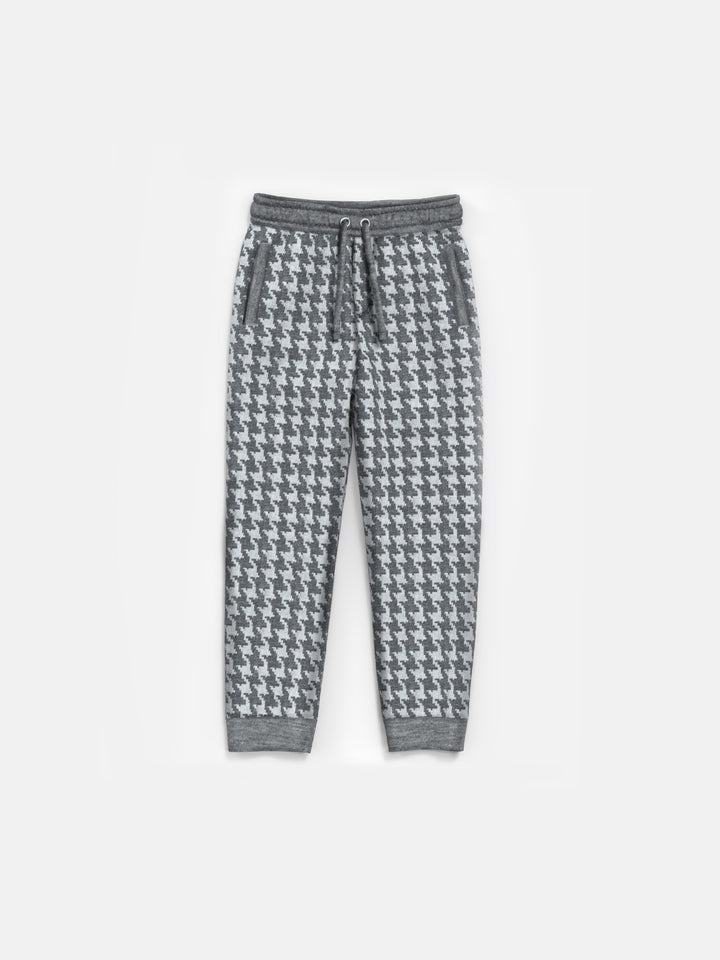 Loose Fit Houndstooth Jogger - Grey