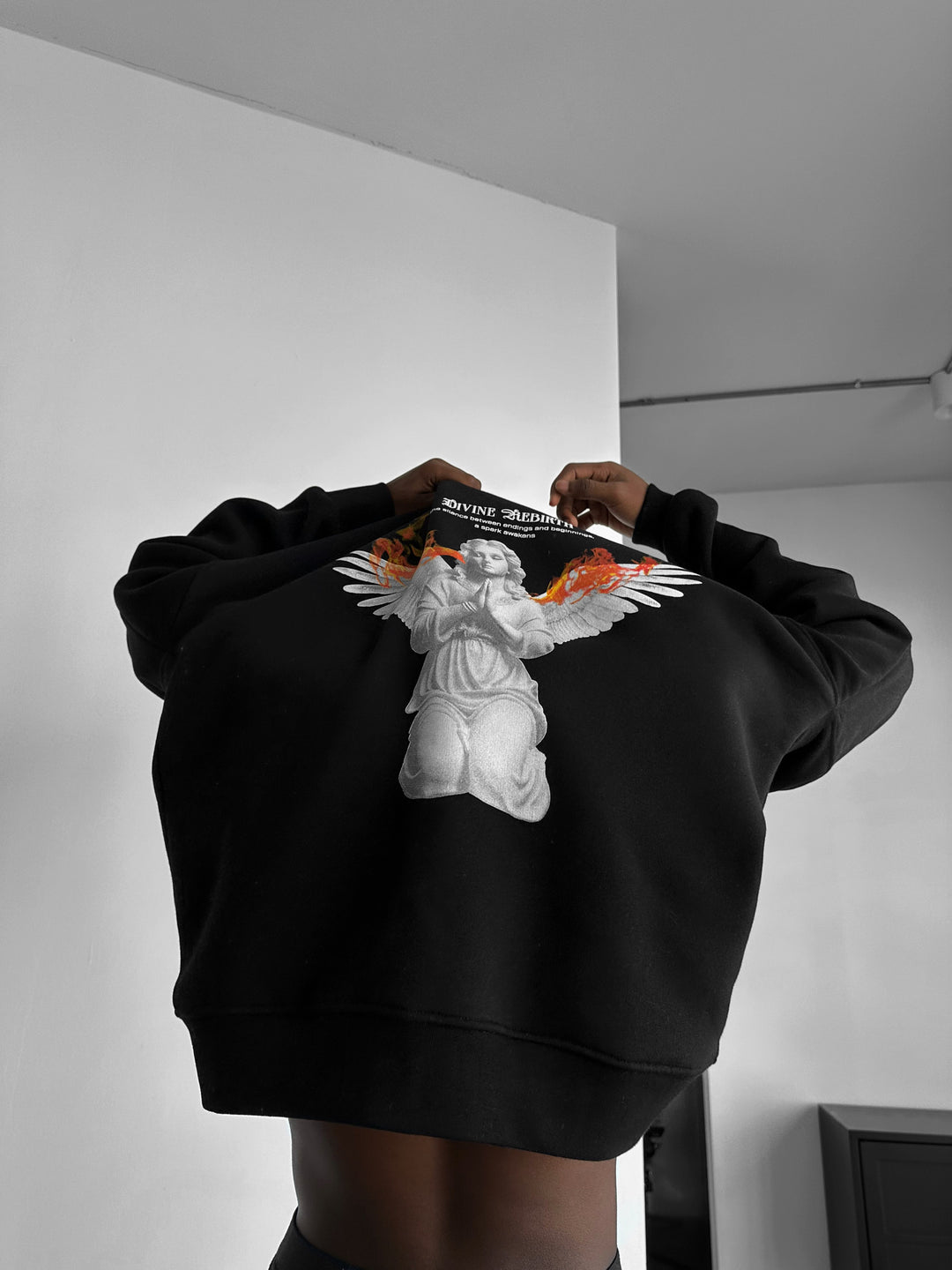 Oversize Divine Rebirth Hoodie - Black