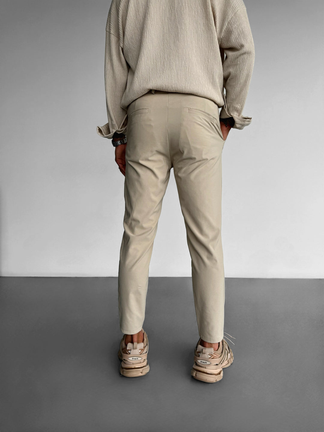 Straight Suit Trousers - Beige