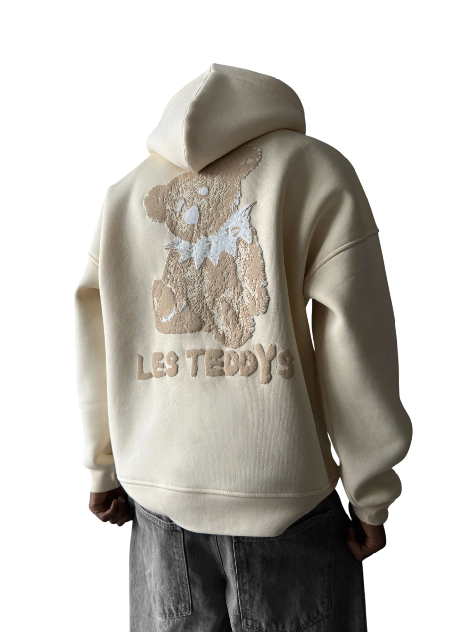 Oversize 'Les Teddys' Hoodie - Antique White