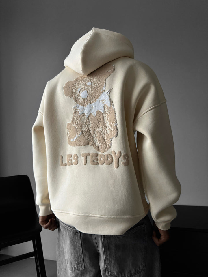 Oversize 'Les Teddys' Hoodie - Antique White