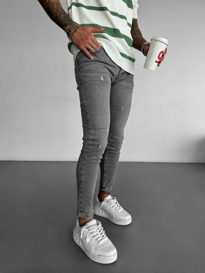 Slim Fit Washed Jeans - Grey