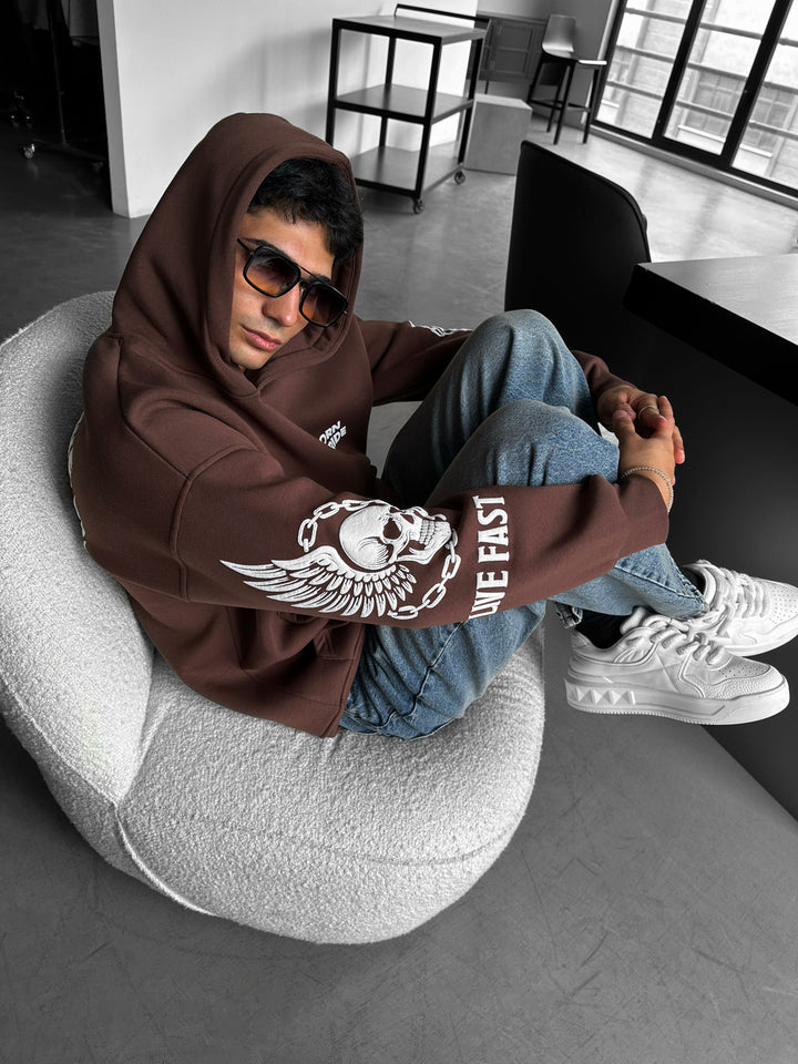 Oversize Ride to Survive Hoodie - Brown