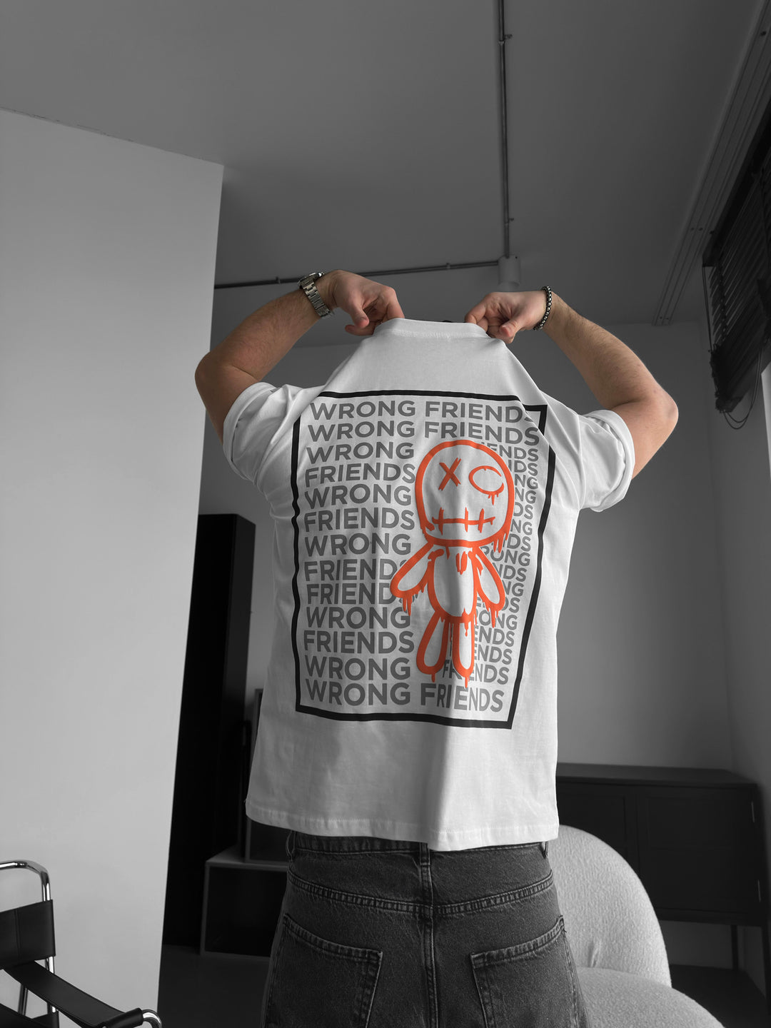 Oversize Wrong Friends T-shirt - Ecru