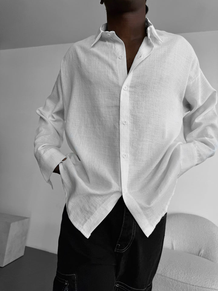 Oversize Linen Shirt - White