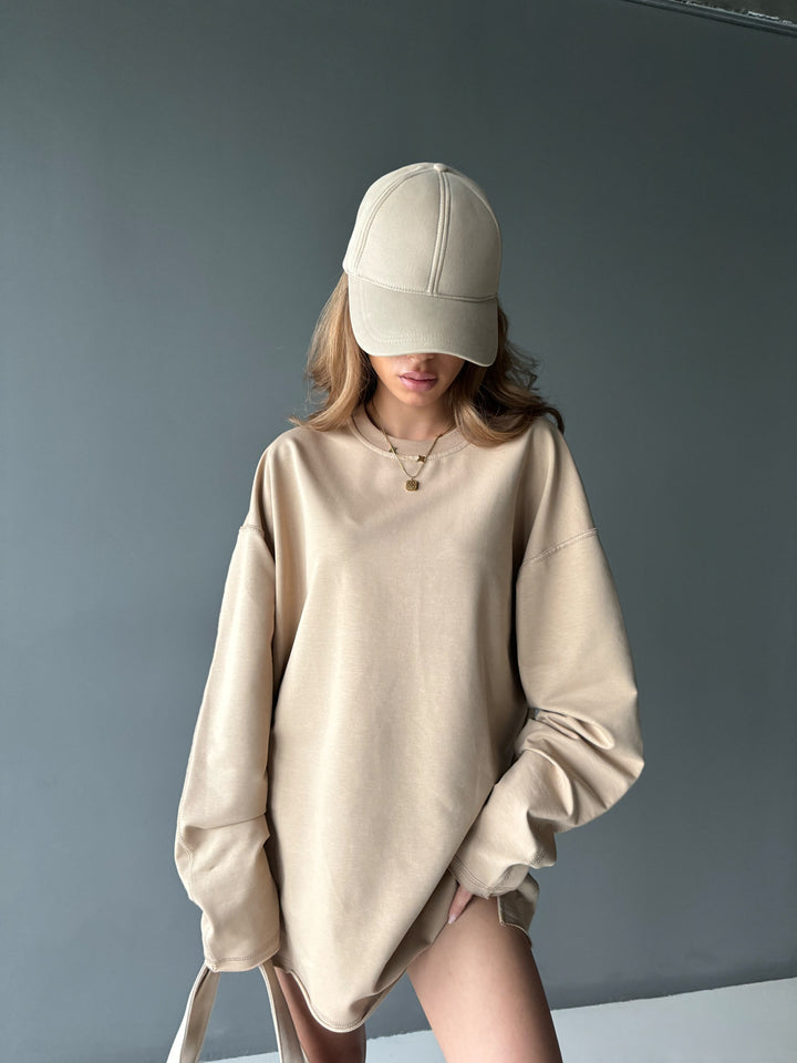 Loose Fit Basic Sweater - Beige